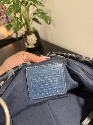 Coach Signature Carly Shoulder Bag Rare Blue Optic C Jacquard Hobo