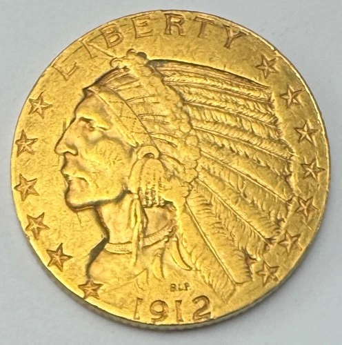 1912 Pre-33 $5 Gold Indian Head Old US Gold Coin P350