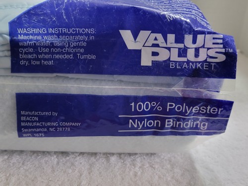 VINTAGE VALUE PLUS BEACON BLANKET TWIN/FULL 72X90 BLUE NYLON BINDING USA MADE - Picture 5 of 5