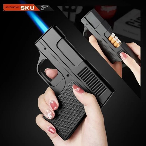Nuovo Accendino Turbo Gas Antivento Pistola Saldatura Portasigarette Insolito Campeggio Giocattolo - Foto 17 di 26