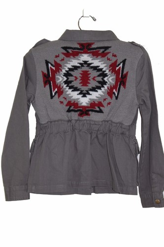 Vintage Havana Grey Woven Cotton Jacket Outfit Women Girls Triba Youth NEW M - Picture 4 of 5