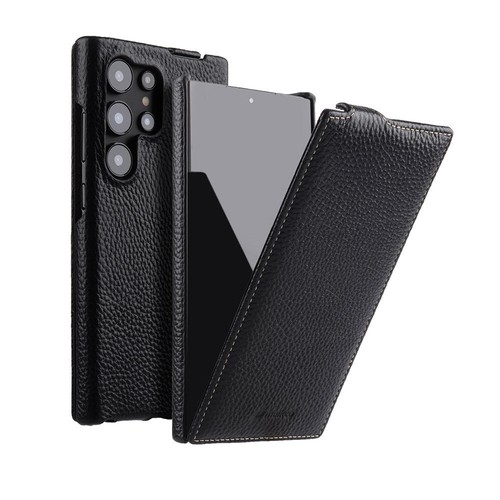Echt Rindsleder Vertikal Flip Case für Samsung S24 S25 Ultra Full Cover - Bild 24 von 34
