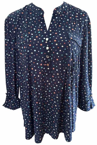 COCOMO XL Azul Multicolor Manga 3/4 Mujer Pintuck Blusa Camisa Túnica Top - Imagen 4 de 14