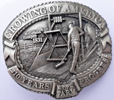 1986 Growing of America belt buckle Farm Progress McCormick Reaper 94/4000