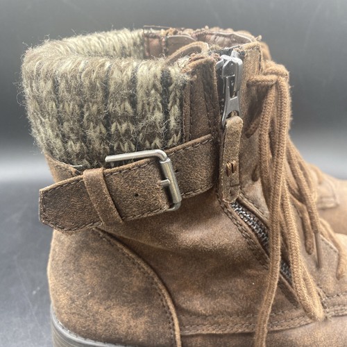 BOOTS Hiking Cabincore FADED GLORY Brown Faux Leather Lace Up Women Size 8 - Picture 9 of 15