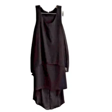 Charming Charlie Medium Blck Dress Layered Midi Tank Chiffon New Elegant Classic
