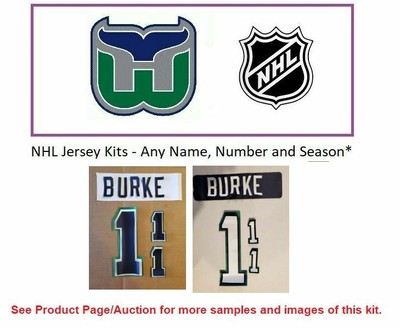 NHL Hartford Whalers Lettering Custom ANY Year Name Number UNSEWN kit ...