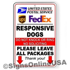 Responsive Dogs Do Not Disturb Leave Packages Here No Soliciting Metal Sign
