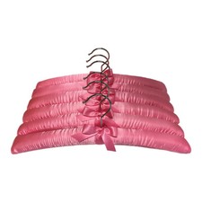 6 PCS 15" Pink Satin Padded Hangers Dress Lingerie Bridal Cloth Hanging