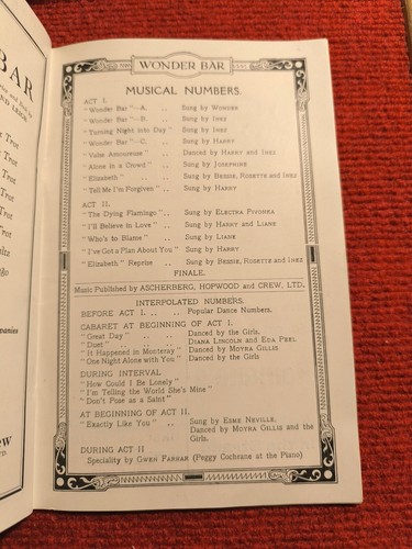 PROGRAMME - SAVOY THEATRE - WONDER BAR - 1930 - Imagen 10 de 11