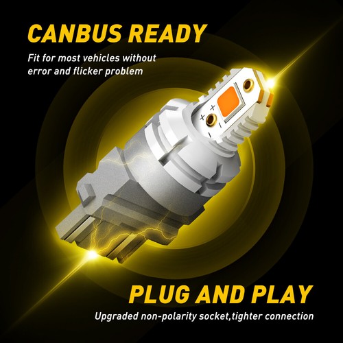 For F150 Ford F250 Super F350 Duty Amber Turn Signal Light 3157 LED Bulb 12w H - Picture 5 of 22