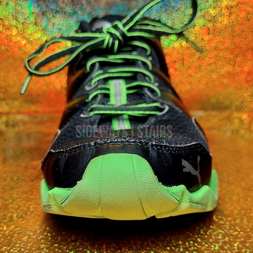 SCARPE RUNNING PUMA SHINTAI nere verde fluo flex-groove OrthoLite runner ritirate - Foto 11 di 17