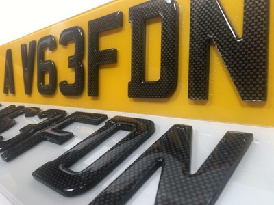 Pair Of Road Legal Carbon Fibre 4d Acrylic With Carbon Gel Top Number Plates Ebay