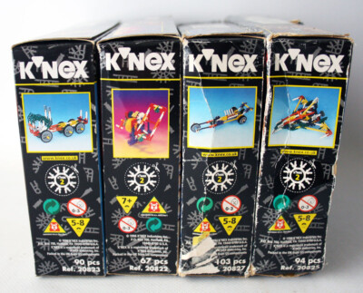4X RARE VINTAGE 1996 KNEX SPACE VEHICLE AIPLANE CAR 20823 20822
