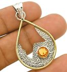 925 Solid Sterling Silver Pendant Natural Two Tone Golden Citrine