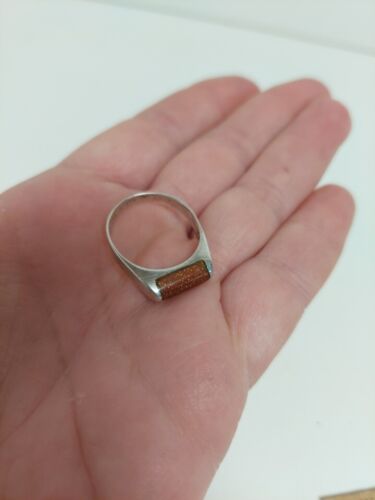 Vintage Sterling Silver 925 Mexico Ring Size 8 Sunstone - Picture 4 of 11