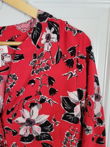 QVC D & Co Denim & Company Floral Button Front Top Size XS - Bild 2 von 7