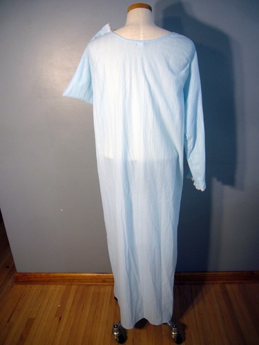 Vtg Flannel Nightgown Cotton Prairie Blue Lace Floral Granny Ruffles Plus XX - Picture 6 of 7