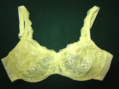 Vintage OLGA Lace Impressions FLORAL Full Figure NYLON SHEER MESH BRA 36D 35019
