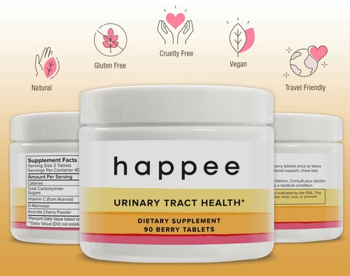 Happee Urinary Tract Health Chewable Berry Flavored Pills Women Men Detox - Picture 5 of 5