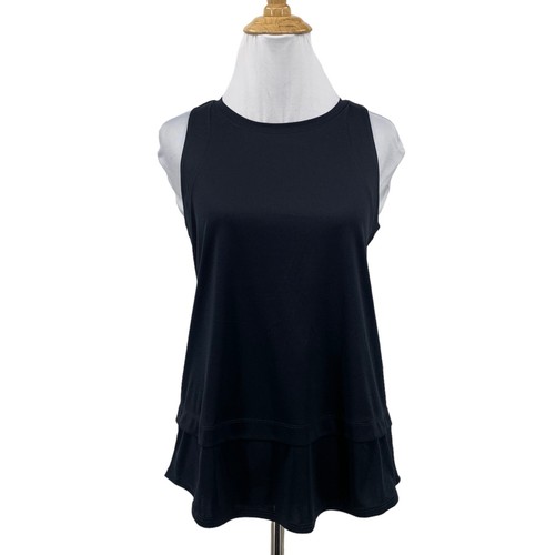Layer 8 Trail Tank Top Women S Black Sweat Wick Athletic Fit Qwick Dry Fabric