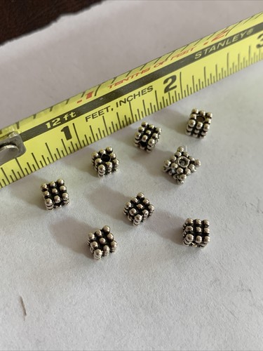 Lot of 8 Sterling Silver Beads new Square - Picture 4 of 5