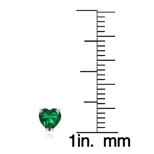 Sterling Silver Created Emerald 5mm Heart Stud Earrings - Picture 3 of 3