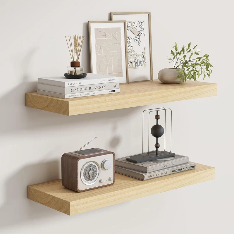 Solid Wood Floating Shelves Set of 2