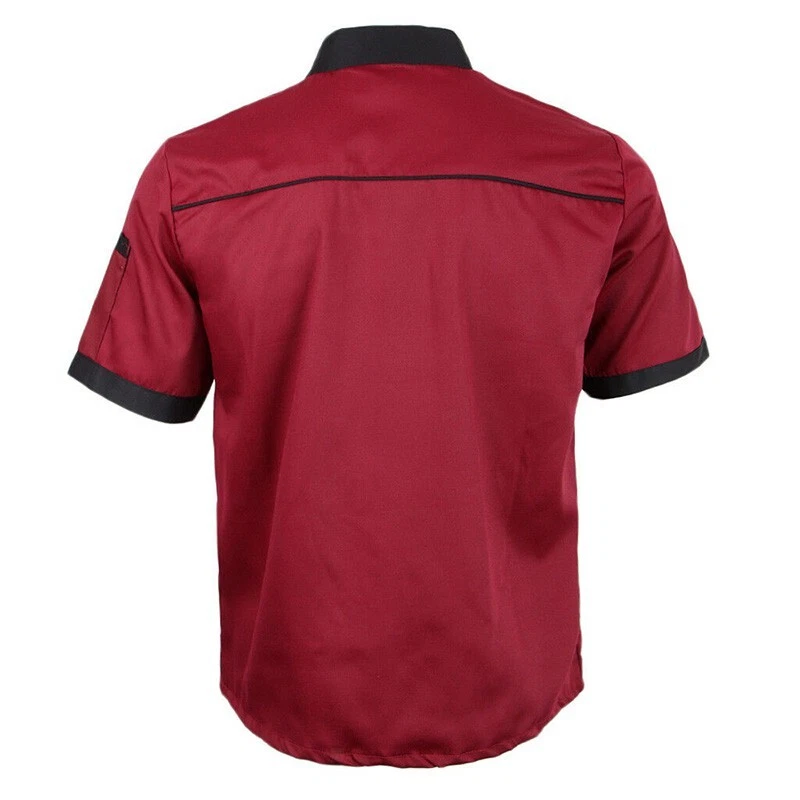 Kitchen Chef T-shirt Coat Unisex Men Women Tops Short Sleeve Catering Uniform - Image 3 of 4