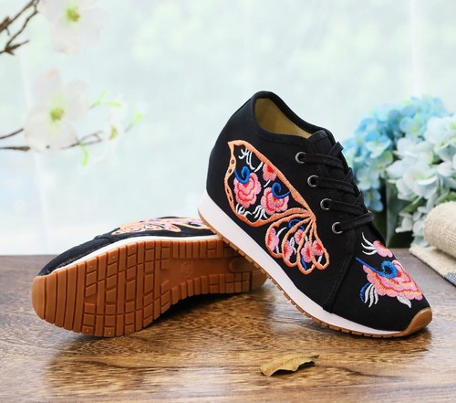 Tenis Mujer Talla 4-9 Zapatos de Lona Algodón Con Cordones Chino Bordado Floral - Imagen 44 de 80