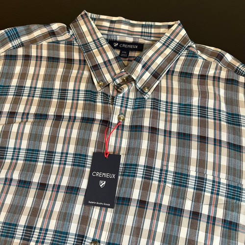 Cremieux Plaid Button Down Shirt Long Sleeve Casual Blue White Mens XXL NWT