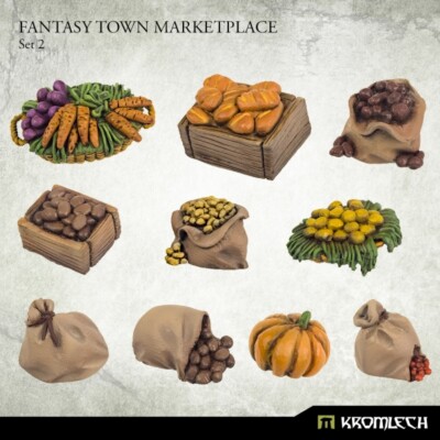 Fantasy Town Marketplace Set 2 10 verschiedene Teile Bits Kromlech Resin KRBK064