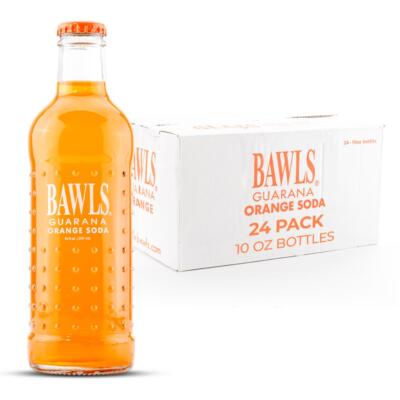 BAWLS Guarana Mandarin Orange 10 oz Glass Bottle 24-Pack