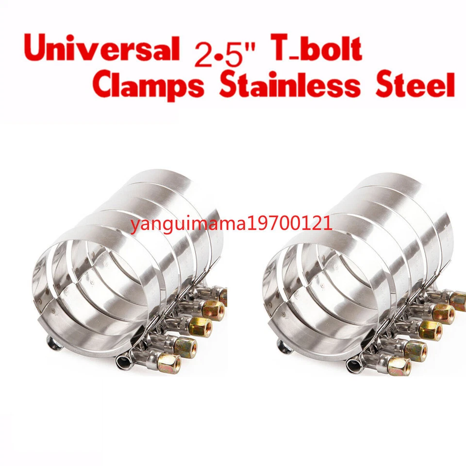 10x Premium 304 Stainless Steel T-Bolt Turbo Silicone Hose Clamp 2.5" 64-74mm - Image 2 of 4