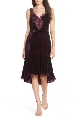 Harlyn Lace Inset Velvet Midi Dress Burgundy M | eBay Harlyn Lace Inset Velvet Midi Dress Burgundy M | eBay