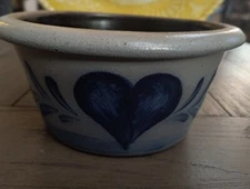 ROWE POTTERY WORKS HEART CROCK 1992     6 3/4" X  3 1/4" Exc Cond Salt Glazed