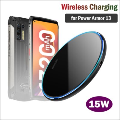 15W Fast Wireless Charger PAD For Ulefone Power Armor 13 Rugged Phone LED  Ring