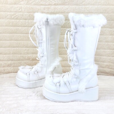 もんもん Cubby 311 Stomper White Mammoth Platform Goth Punk Knee