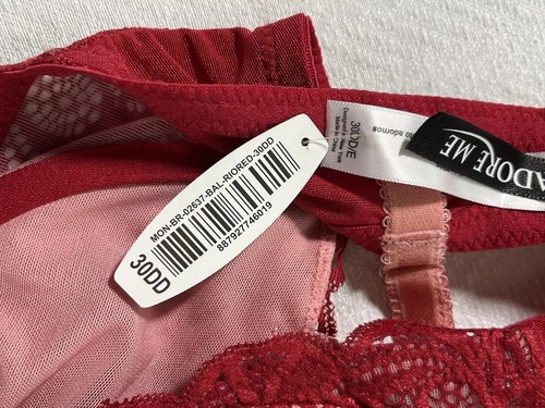 NWT Adore Me Bra Sheer Mesh Unlined Delicate UW Rio Red Pink Valentines 30DD 30E - Picture 3 of 9