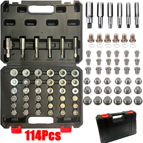 114pcs Oil Pan Thread Sump Repair Kit Gearbox Drain Plug Tool Set M13