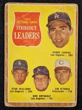 1962 Topps Baseball #60 NL Strikeout Leaders Sandy Koufax