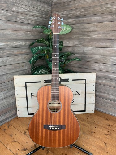 natural wood acoustic guitar