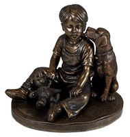 Boy With Labrador Retriever Puppy Statue, Bronze Powder Cast 4 5/8-in, New, Free on sale Boy With Labrador Retriever Puppy Statue, Bronze Powder Cast 4 5/8-in, New, Free on sale
