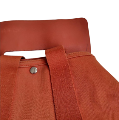 HERMES Valparaiso MM Pouch Handbag Tote Bag Orange Canvas