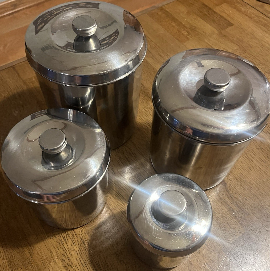 Stainless Steel Kitchen Canisters Set of 4 with Lids for Coffee, Tea, Sugar