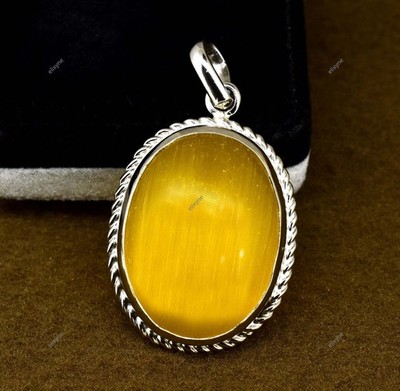 16,49 gm gelber Katzenauge 925 Sterling Silber Heilanhänger für Unisex