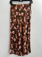 By Anthropologie Women's Red Motif Floral The Tilda Slip Midi Skirt Size XXS