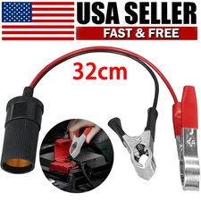 Alligator Clamp Clip 12 Volt Car Socket 12V Battery To Cigarette Lighter Adapter