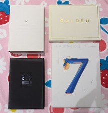 BTS AND JUNGKOOK ALBUM LOT 4 ALBUMS; BE DELUXE VER, GOLDEN, MOTS: 7, WORLD 