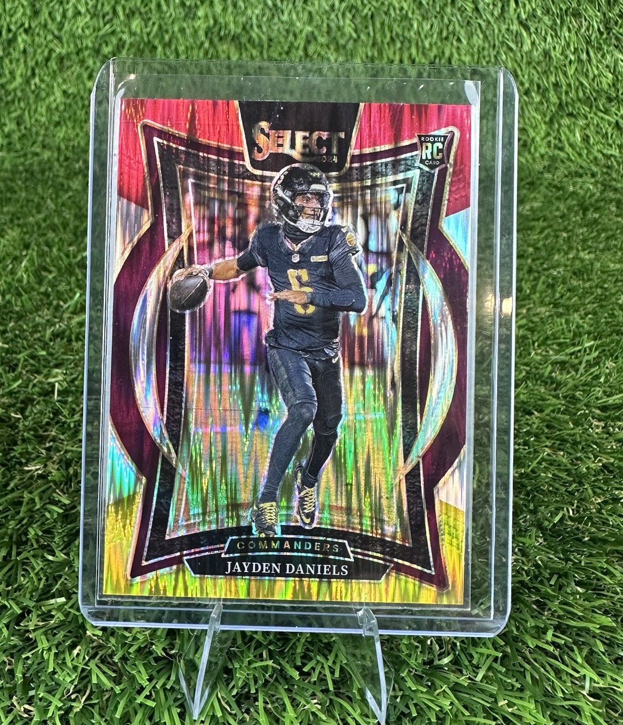Jayden Daniels 2024 Panini Select Rookie Card RC #26 Red Yellow Prizm Shock